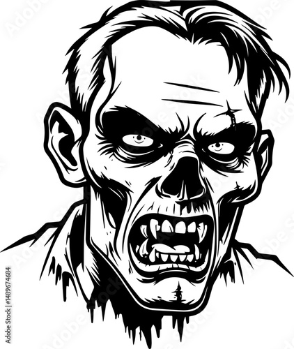 illustration of scary zombie face