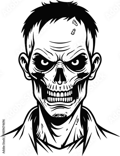 illustration of scary zombie face