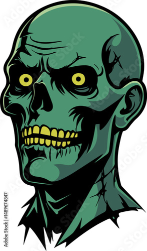 illustration of scary zombie face