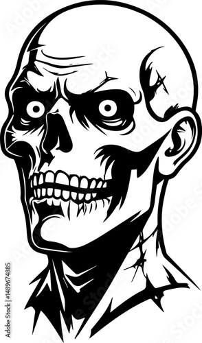 illustration of scary zombie face
