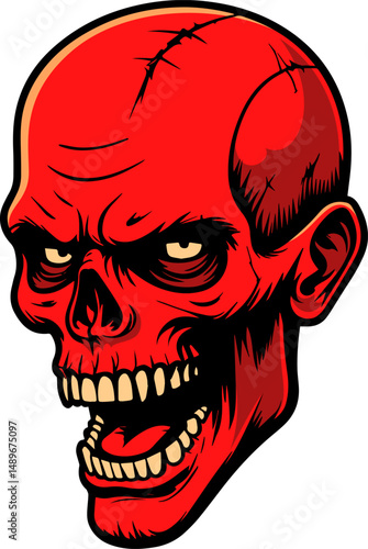 illustration of scary zombie face