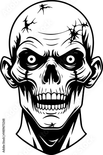 illustration of scary zombie face
