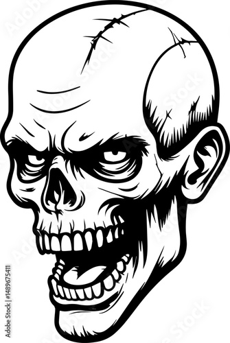 illustration of scary zombie face