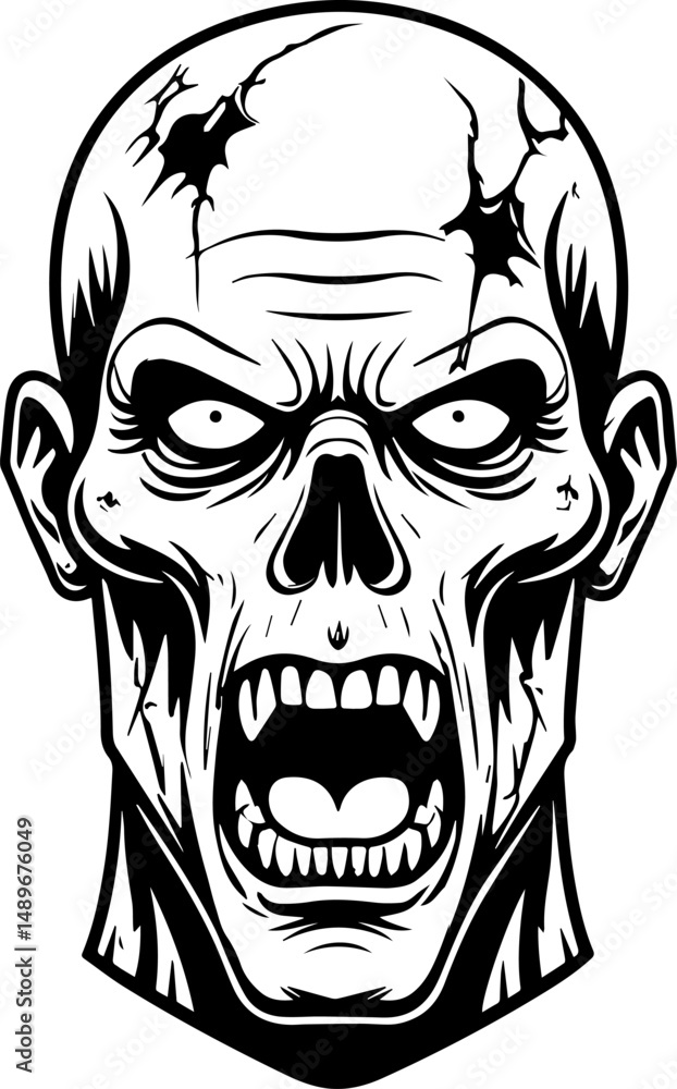 illustration of scary zombie face illustration of scary zombie face