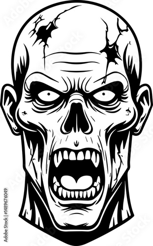 illustration of scary zombie face