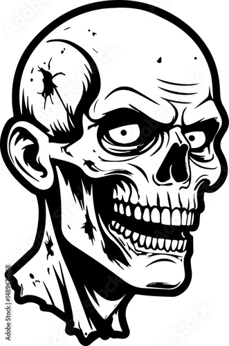 illustration of scary zombie face
