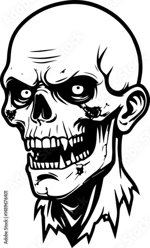 illustration of scary zombie face