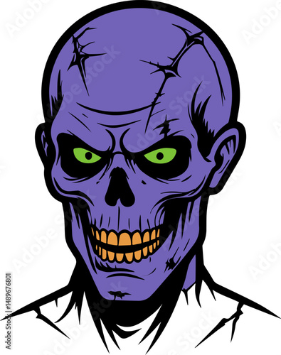 illustration of scary zombie face