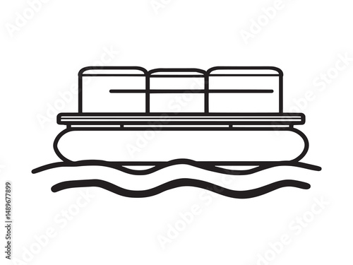 Pontoon Boat vector line art