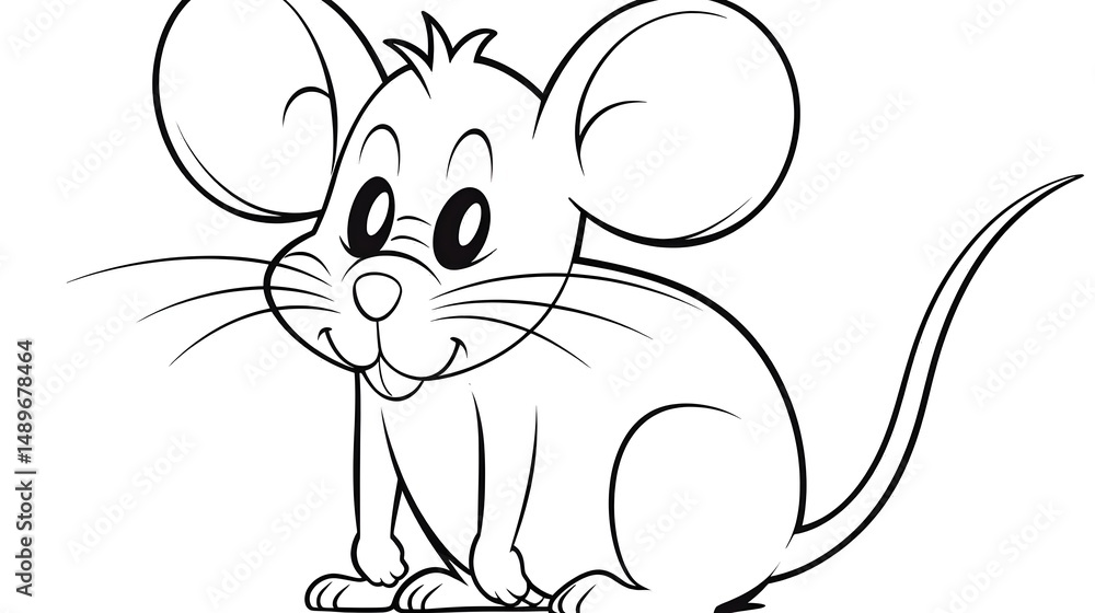 88. Cartoon mouse with big ears and long tail, outlined in bold black lines for a fun children s coloring book 88. Cartoon mouse with big ears and long tail, outlined in bold black lines for a fun children s coloring book