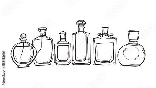 Shimmering Perfume Bottle line art stylish shape