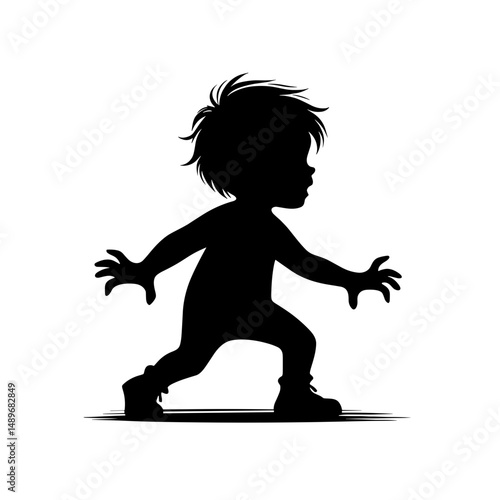 Sneaky Halloween kid creeping in shadow