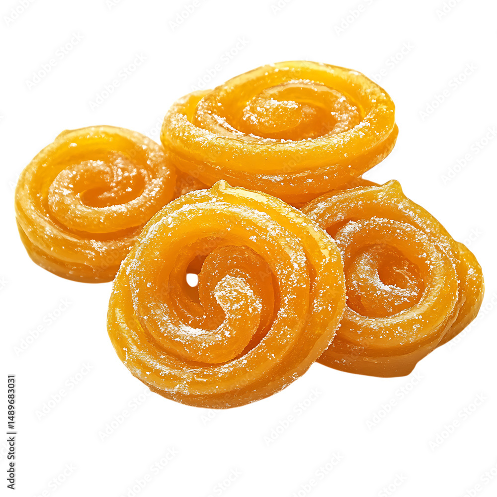 A small pile of Indian dessert jalebi A small pile of Indian dessert jalebi
