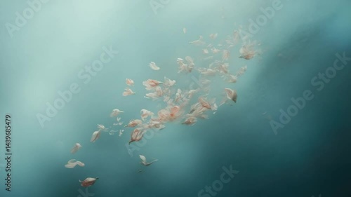 Floating Cherry Blossoms Underwater