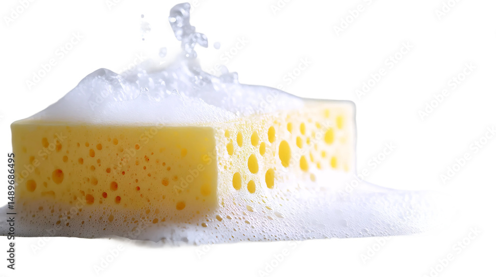 Freshly Used Cleaning Sponge with Suds Freshly Used Cleaning Sponge with Suds