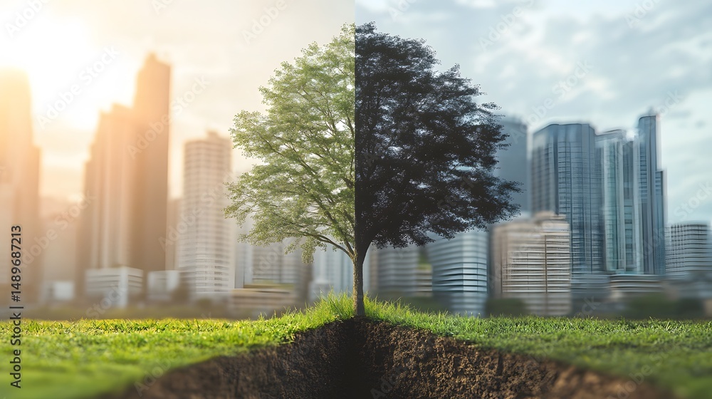Fototapeta premium a graph split into impact investing vs traditional investing