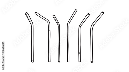 Stainless Steel Straw line art eco friendly