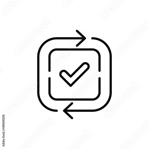 round convenient icon like easy pay or update. concept of replace or swap symbol and quality control. linear trend modern synchronize logotype graphic stroke art design web element isolated on white