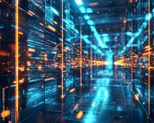 Holographic Data Streams Visualized as Waveforms - Futuristic Cyber Technology