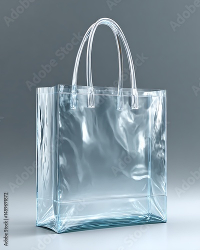 Functional plastic handbag with brown leather high resolution picture