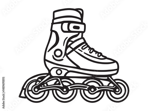 Rollerblades vector line art