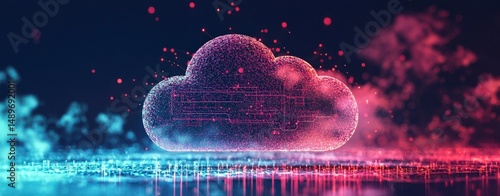 Futuristic Fiber Optic Cloud Infrastructure and Technology Visualization | High-Tech Concept