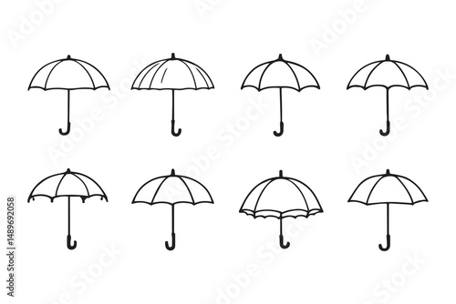 Umbrella line art and black color