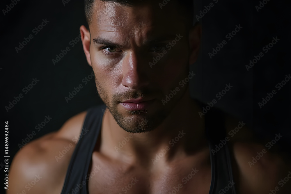 Intense Portrait of Muscular Fitness Man Intense Portrait of Muscular Fitness Man