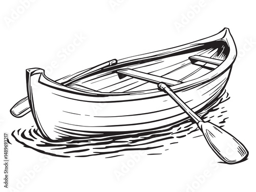 Rowboat vector line art