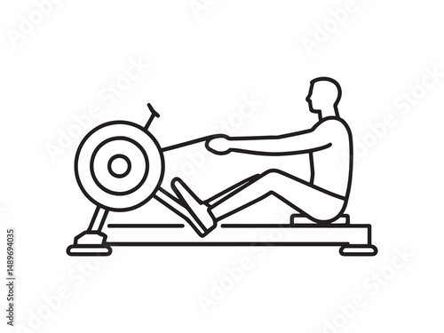 Rowing Machine vector line art