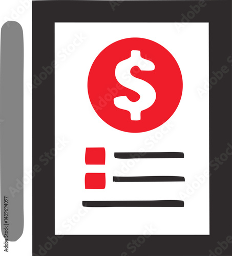 This vector illustration showcases a dollar sign icon, a symbol widely recognized in business and finance as representing the dollar currency and monetary wealth