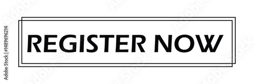 Register now black stroke button isolated on white background. Register Now web templates. Social Media banner. Vector  Illustration . EPS 20 . 