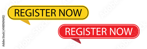 Register now black stroke button isolated on white background. Register Now web templates. Social Media banner. Vector  Illustration . EPS 20 . 