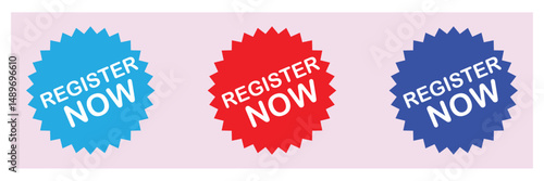 Register now black stroke button isolated on white background. Register Now web templates. Social Media banner. Vector  Illustration . EPS 20 . 