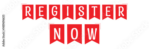 Register now black stroke button isolated on white background. Register Now web templates. Social Media banner. Vector  Illustration . EPS 20 . 