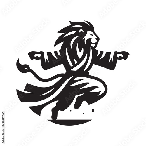 Kungfu Lion in Action Logo – Powerful Animal Warrior Vector