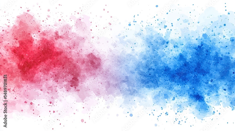 Vibrant red and blue watercolor splatter design. Vibrant red and blue watercolor splatter design.