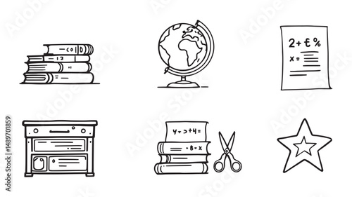 Homeschooling Scen line art peaceful environment