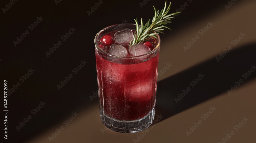 custom made wallpaper toronto digitalCranberry rosemary cocktail, ice, dark background, autumn drink, menu