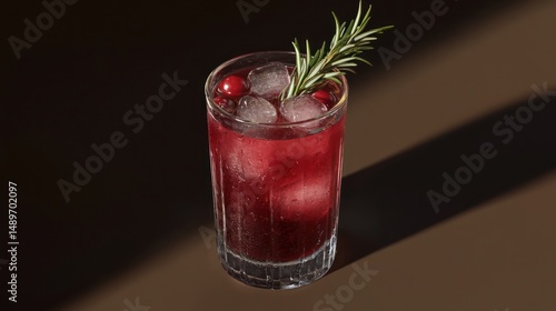 Wallpaper Mural Cranberry rosemary cocktail, ice, dark background, autumn drink, menu Torontodigital.ca