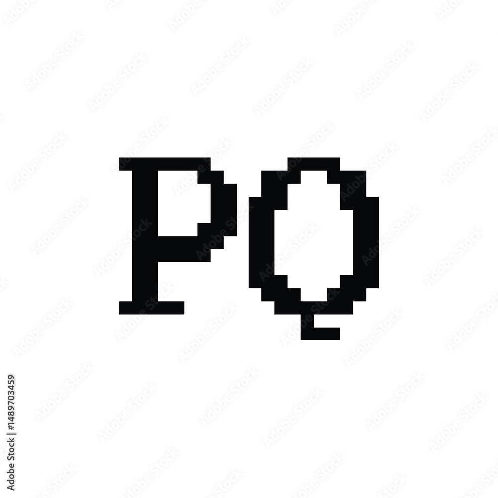 Obraz premium PQ monogram logo design letter text name symbol monochrome logotype alphabet character simple logo