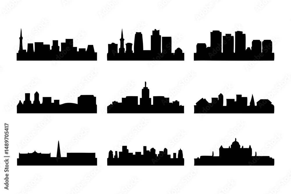 Naklejka premium Cityscape silhouette vector illustration