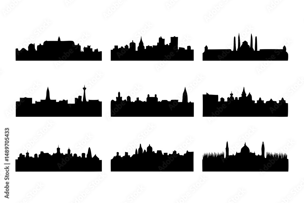 Obraz premium Cityscape silhouette vector illustration