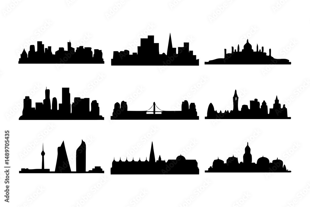 Fototapeta premium Cityscape silhouette vector illustration