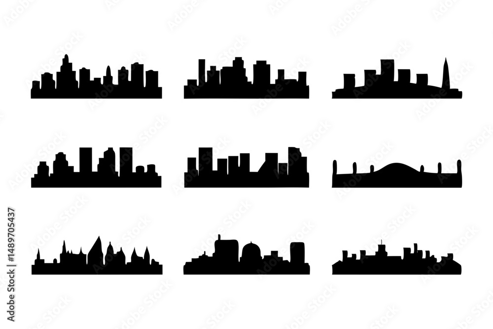 Naklejka premium Cityscape silhouette vector illustration