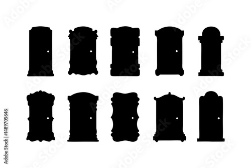 Decorative door silhouette vector illustration