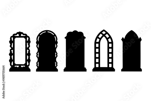 Decorative door silhouette vector illustration