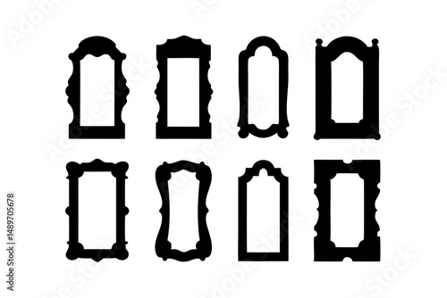 Decorative door silhouette vector illustration