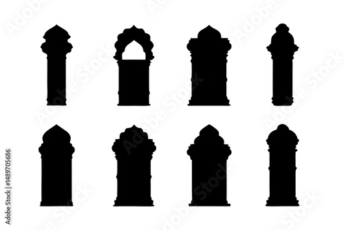 Decorative door silhouette vector illustration
