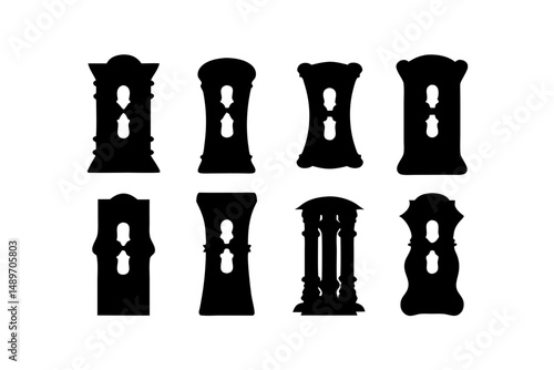 Decorative door silhouette vector illustration